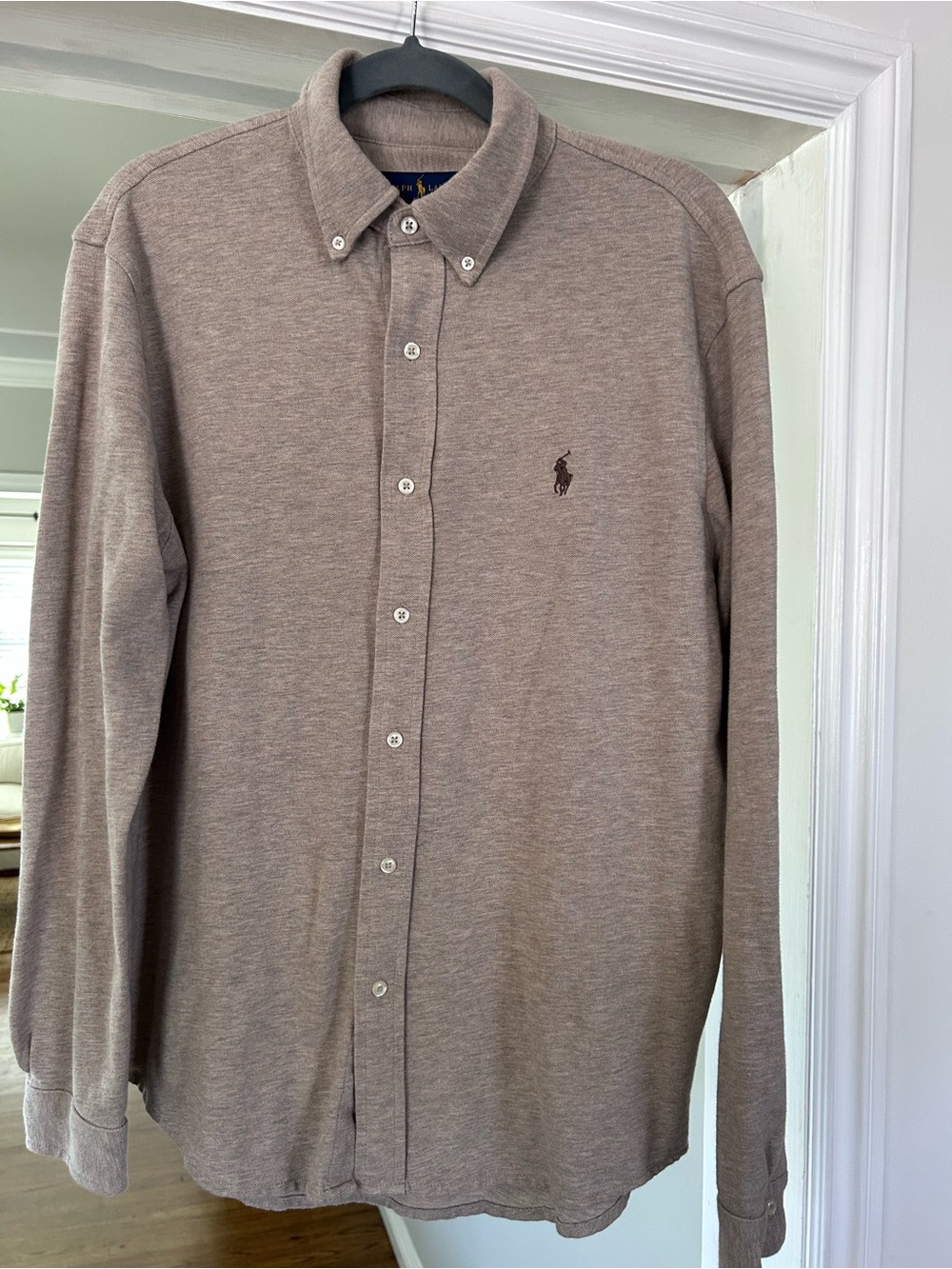 Polo by Ralph Lauren Men's Long-Sleeve Button-Down Shirt in Taupe